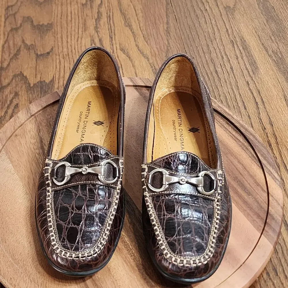 Martin Dingman Shoes Mens Size 8.5 M Brown Leather Bit Loafer Croc Driving Moc